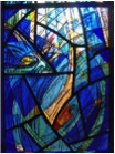 Ahriman, detail, Mourne Grange Chapel windows, 1996-97